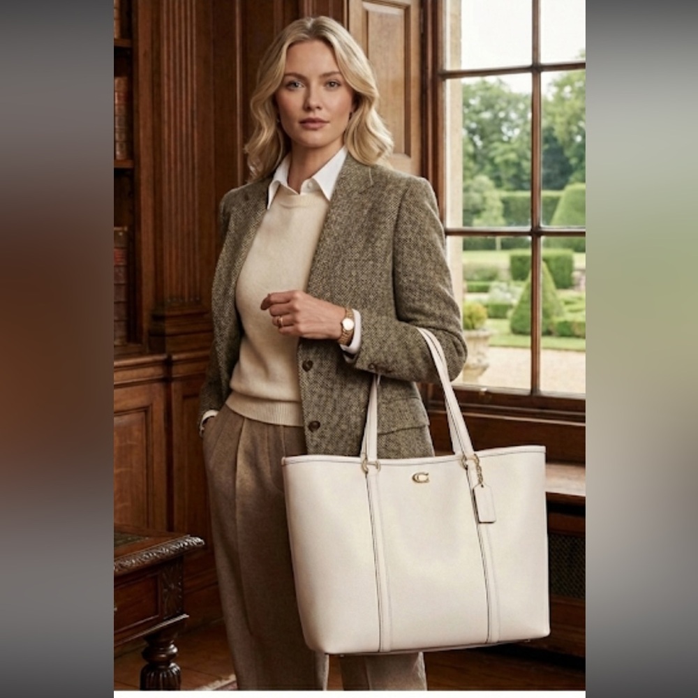 Coach Legacy Pebbled Leather Tote Chalk